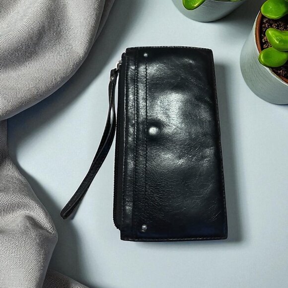 HOBO Large Black Leather Card Holder - Picture 1 of 4